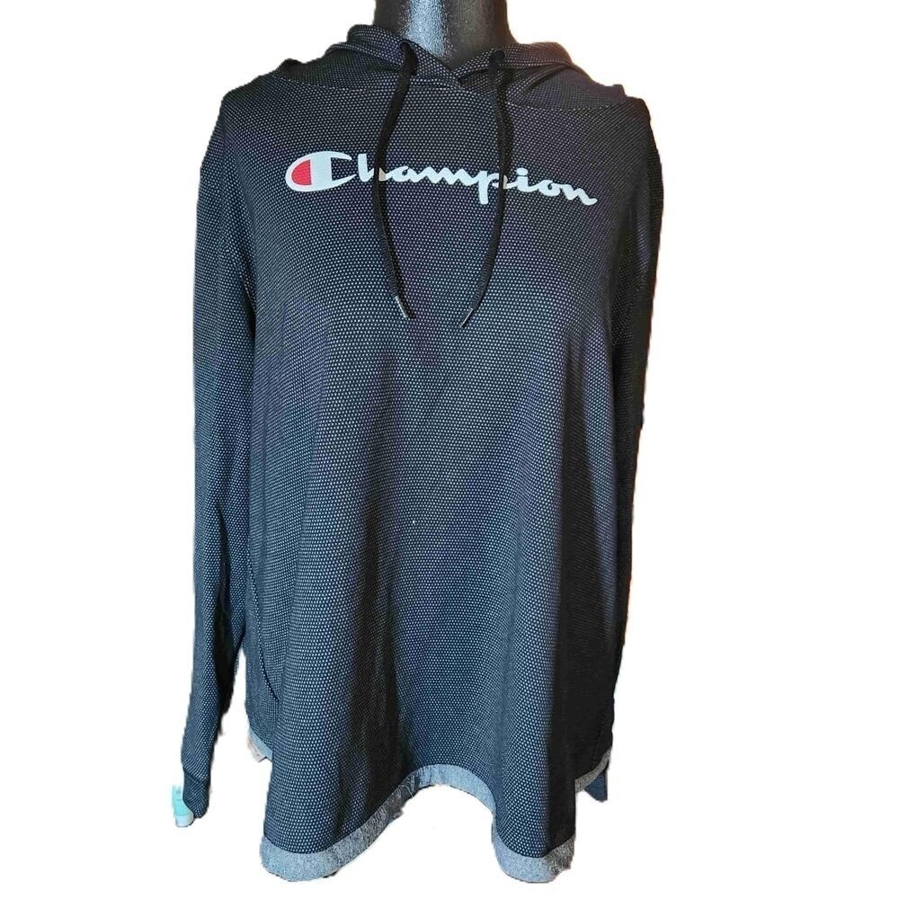 Champion Hoodie Sweatshirt Black Gray XL